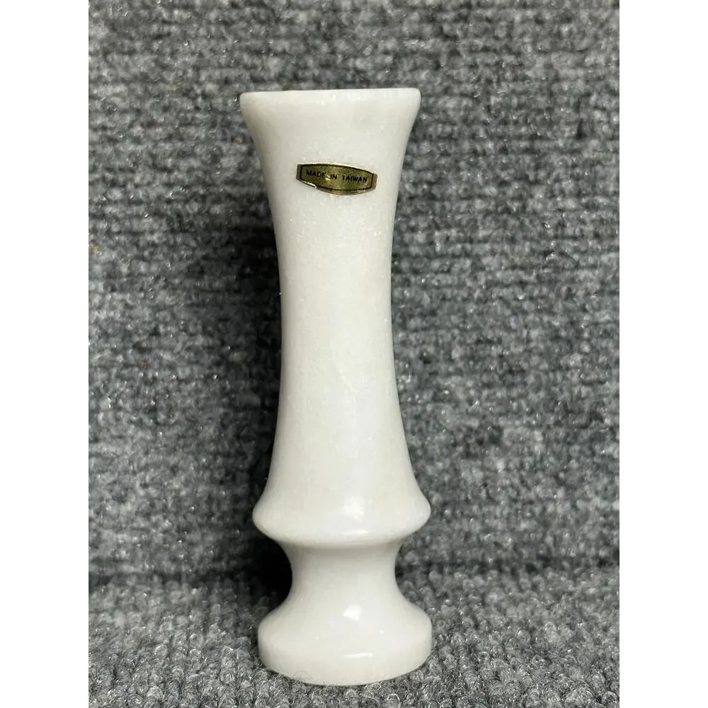 Vintage white marble bud vase 4.5” minimalist classic midcentury farmhouse